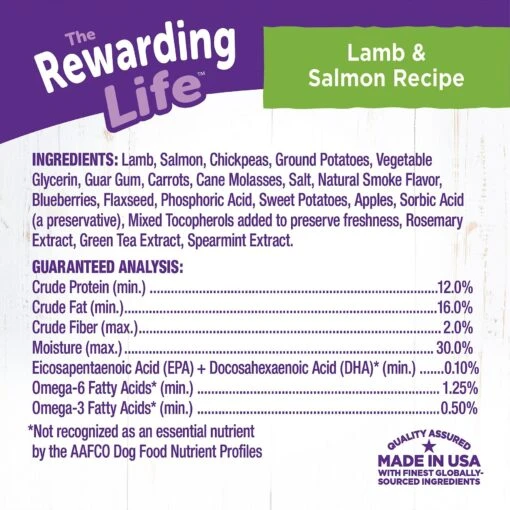 Wellness The Rewarding Life Lamb & Salmon Soft & Chewy Natural Dog Treats -Dog Supplies 104301 PT7. AC SS1800 V1646350734