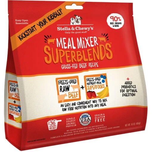 Stella & Chewy's SuperBlends Grass-Fed Beef Recipe Meal Mixers Freeze-Dried Raw Dog Food -Dog Supplies 105616 MAIN. AC SS1800 V1573672123