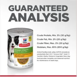 Hill's Science Diet Adult 7+ Senior Vitality Chicken & Vegetable Stew Canned Dog Food -Dog Supplies 109444 PT6. AC SS1800 V1597958794