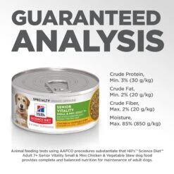 Hill's Science Diet Adult 7+ Small & Mini Senior Vitality Chicken & Vegetable Stew Canned Dog Food -Dog Supplies 109446 PT7. AC SS1800 V1597959981