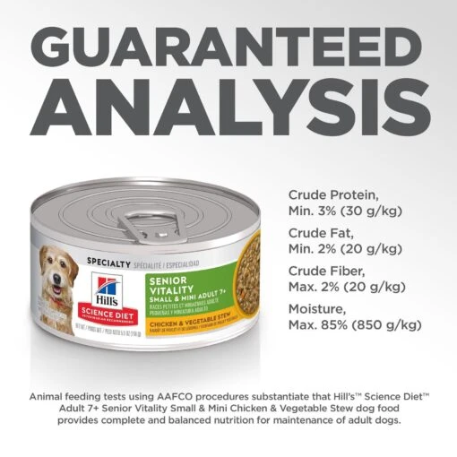 Hill's Science Diet Adult 7+ Small & Mini Senior Vitality Chicken & Vegetable Stew Canned Dog Food -Dog Supplies 109446 PT7. AC SS1800 V1597959981