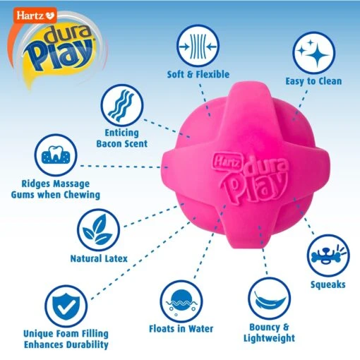 Hartz Dura Play Ball Squeaky Latex Dog Toy, Color Varies -Dog Supplies 113807 PT1. AC SS1800 V1660340512