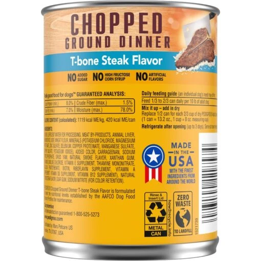 Pedigree Chopped Ground Dinner T-Bone Steak Flavor Adult Canned Wet Dog Food -Dog Supplies 114338 PT1. AC SS1800 V1657655272