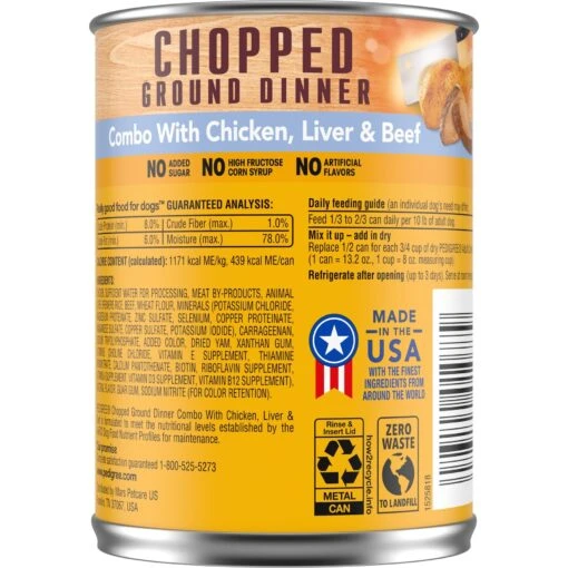 Pedigree Chopped Ground Dinner With Chicken, Beef & Liver Adult Canned Wet Dog Food -Dog Supplies 114361 PT1. AC SS1800 V1657655272