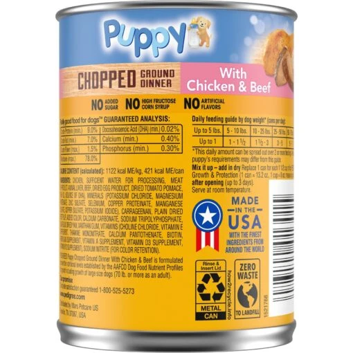 Pedigree Chopped Ground Dinner With Chicken & Beef Puppy Canned Wet Dog Food -Dog Supplies 114378 PT1. AC SS1800 V1652983612