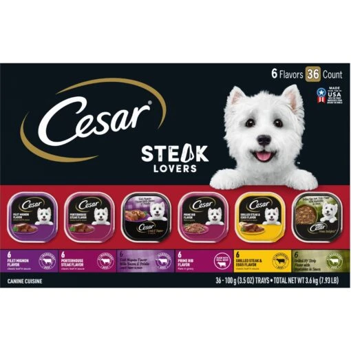 Cesar Steak Lovers Variety Pack Small Breed Adult Wet Dog Food Trays -Dog Supplies 128539 MAIN. AC SS1800 V1695648871