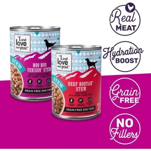 I And Love And You Beef Booyah And Moo Moo Venison Stew Grain-Free Combo Pack Canned Dog Food -Dog Supplies 130169 PT1. AC SS1800 V1612405909