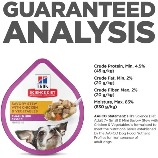 Hill's Science Diet Adult 7+ Small & Mini Savory Chicken & Vegetable Stew Dog Food Trays -Dog Supplies 133610 PT6. AC SS1800 V1692727477