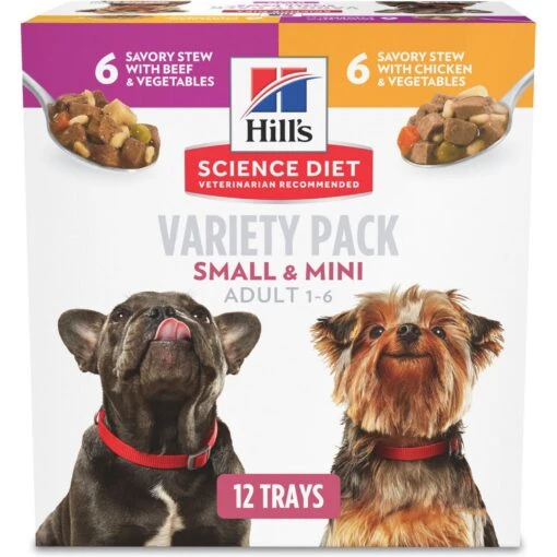 Hill's Science Diet Adult Small Paws Chicken & Vegetables & Beef & Vegetables Variety Pack Wet Dog Food Trays -Dog Supplies 140080 MAIN. AC SS1800 V1692727423