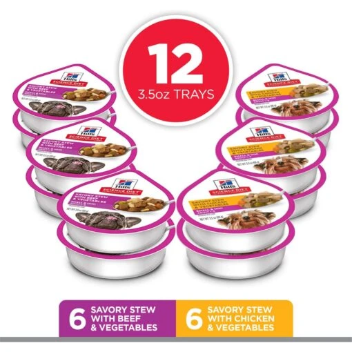 Hill's Science Diet Adult Small Paws Chicken & Vegetables & Beef & Vegetables Variety Pack Wet Dog Food Trays -Dog Supplies 140080 PT2. AC SS1800 V1692727478