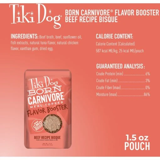 Tiki Dog Born Carnivore Flavor Booster Beef Bisque Non-GMO Wet Dog Food Topper -Dog Supplies 145236 PT3. AC SS1800 V1701796188