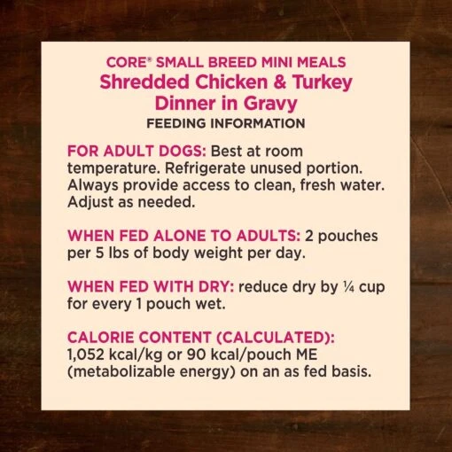 Wellness CORE Grain-Free Small Breed Mini Meals Shredded Chicken & Turkey In Gravy Dog Food Pouches -Dog Supplies 145502 PT5. AC SS1800 V1611769308