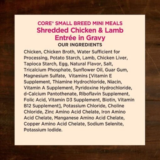 Wellness CORE Grain-Free Small Breed Mini Meals Shredded Chicken & Lamb In Gravy Dog Food Pouches -Dog Supplies 145504 PT4. AC SS1800 V1611772884