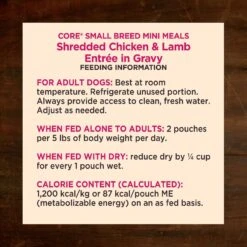 Wellness CORE Grain-Free Small Breed Mini Meals Shredded Chicken & Lamb In Gravy Dog Food Pouches -Dog Supplies 145504 PT5. AC SS1800 V1611770533