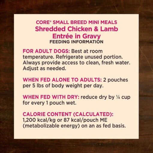 Wellness CORE Grain-Free Small Breed Mini Meals Shredded Chicken & Lamb In Gravy Dog Food Pouches -Dog Supplies 145504 PT5. AC SS1800 V1611770533