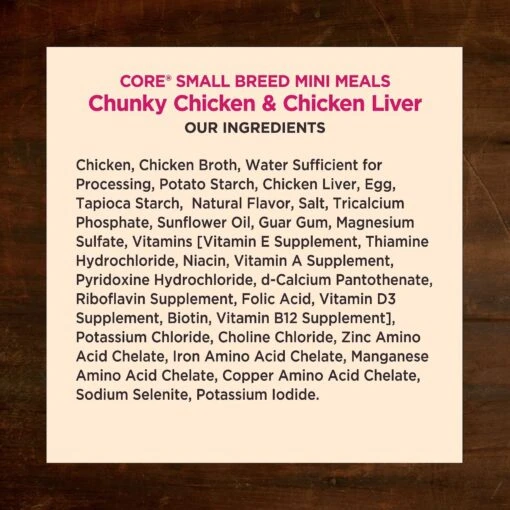 Wellness CORE Grain-Free Small Breed Mini Meals Chunky Chicken & Chicken Liver In Gravy Dog Food Pouches -Dog Supplies 145506 PT4. AC SS1800 V1611772905