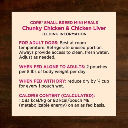 Wellness CORE Grain-Free Small Breed Mini Meals Chunky Chicken & Chicken Liver In Gravy Dog Food Pouches -Dog Supplies 145506 PT5. AC SS1800 V1611770479