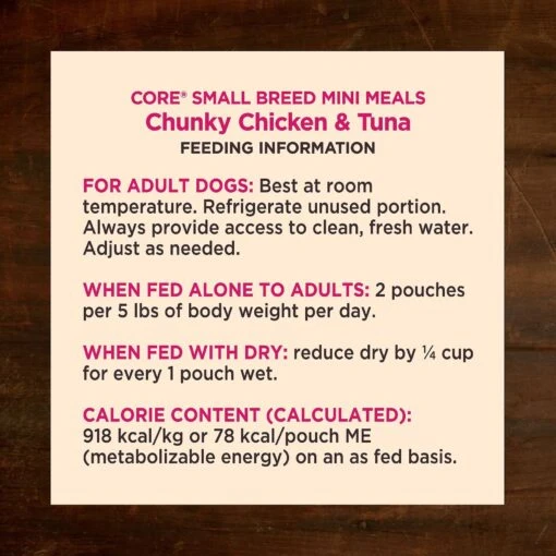 Wellness CORE Grain-Free Small Breed Mini Meals Chunky Chicken & Tuna In Gravy Dog Food Pouches -Dog Supplies 145508 PT5. AC SS1800 V1611769316