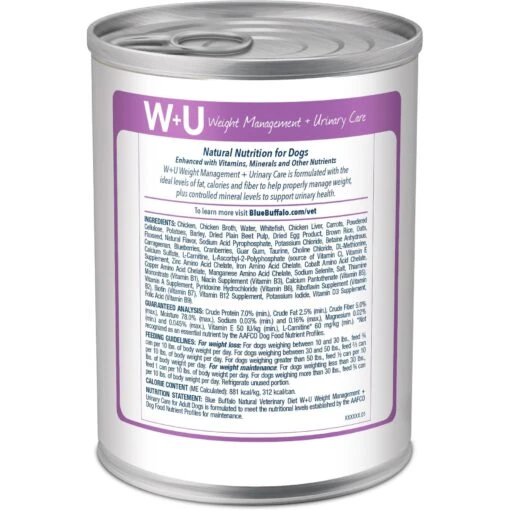 Blue Buffalo Natural Veterinary Diet W+U Weight Management + Urinary Care Chicken Wet Dog Food -Dog Supplies 147694 PT1. AC SS1800 V1695083930