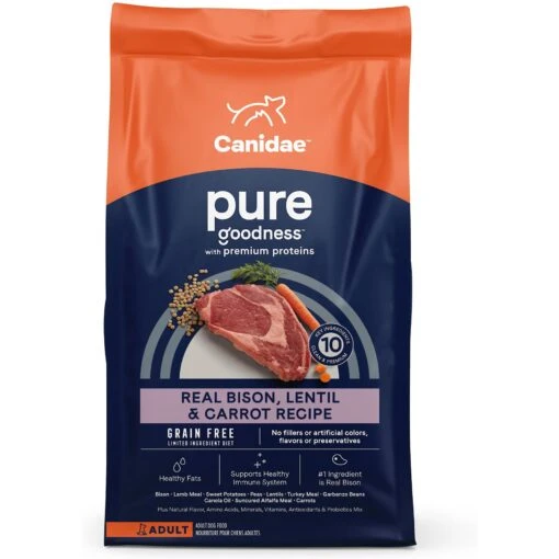 CANIDAE Grain-Free PURE Limited Ingredient Bison, Lentil & Carrot Recipe Dry Dog Food -Dog Supplies 148596 MAIN. AC SS1800 V1643676392