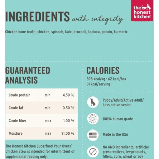 The Honest Kitchen Superfood POUR OVERS Chicken Stew With Veggies Wet Dog Food Topper -Dog Supplies 150299 PT2. AC SS1800 V1659908601