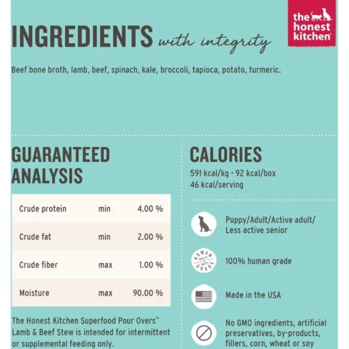 The Honest Kitchen Superfood POUR OVERS Lamb & Beef Stew With Veggies Wet Dog Food Topper -Dog Supplies 150303 PT2. AC SS1800 V1668202030