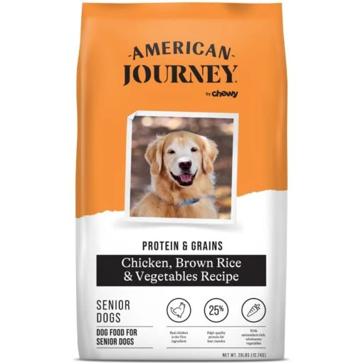 American Journey Protein & Grains Senior Chicken, Brown Rice & Vegetables Recipe Dry Dog Food -Dog Supplies 153933 MAIN. AC SS1800 V1669148186