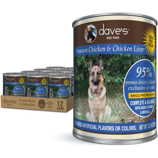 Dave's Pet Food 95% Premium Chicken & Chicken Liver Canned Dog Food -Dog Supplies 157469 MAIN. AC SS1800 V1546981017