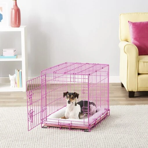 Frisco Fold & Carry Single Door Collapsible Wire Dog Crate, Pink -Dog Supplies 160806 MAIN. AC SS1800 V1598642758