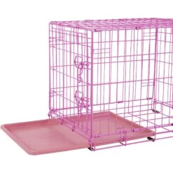 Frisco Fold & Carry Single Door Collapsible Wire Dog Crate, Pink -Dog Supplies 160806 PT3. AC SS1800 V1561066324