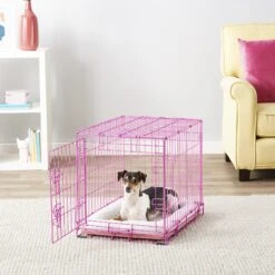 Frisco Fold & Carry Single Door Collapsible Wire Dog Crate, Pink -Dog Supplies 160806 PT6. AC SS1800 V1561066044