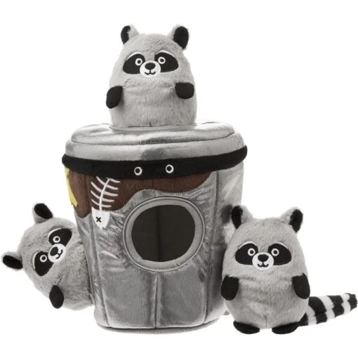 Frisco Trash Can & Raccoons Hide & Seek Puzzle Plush Squeaky Dog Toy -Dog Supplies 174757 Main. AC SS1800 V1572616728