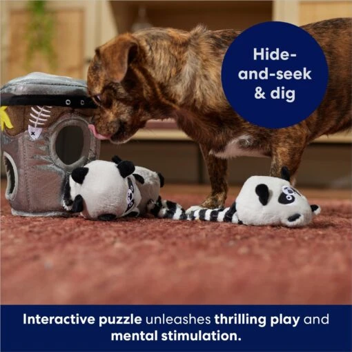 Frisco Trash Can & Raccoons Hide & Seek Puzzle Plush Squeaky Dog Toy -Dog Supplies 174757 PT5. AC SS1800 V1691784248