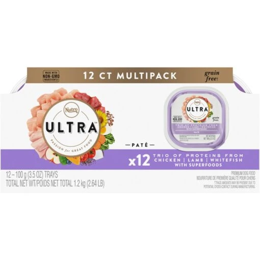 Nutro Ultra Trio Of Proteins Adult Grain-Free Chicken, Lamb, Whitefish Pate Wet Dog Food Trays -Dog Supplies 176619 MAIN. AC SS1800 V1702666707