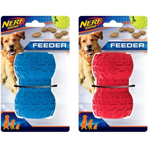 Nerf Dog Feeder Tire Dog Toy, Blue/Red, 2 Count -Dog Supplies 187229 MAIN. AC SS1800 V1564781245