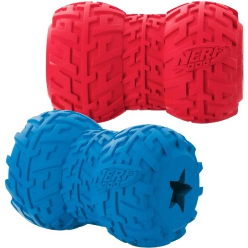 Nerf Dog Feeder Tire Dog Toy, Blue/Red, 2 Count -Dog Supplies 187229 PT1. AC SS1800 V1564781257