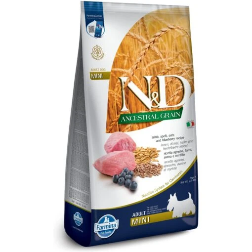 Farmina N&D Ancestral Grain Lamb & Blueberry Recipe Adult Mini Breed Dry Dog Food -Dog Supplies 207660 MAIN. AC SS1800 V1651786990