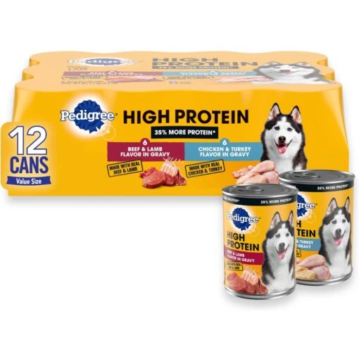 Pedigree High Protein Beef & Lamb Flavor In Gravy & Chicken & Turkey Flavor In Gravy Variety Pack Adult Canned Wet Dog Food -Dog Supplies 212628 MAIN. AC SS1800 V1662587481