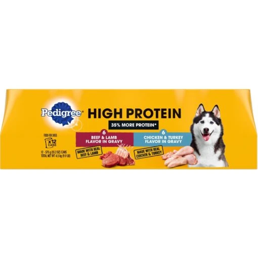 Pedigree High Protein Beef & Lamb Flavor In Gravy & Chicken & Turkey Flavor In Gravy Variety Pack Adult Canned Wet Dog Food -Dog Supplies 212628 PT1. AC SS1800 V1628546817