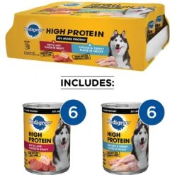 Pedigree High Protein Beef & Lamb Flavor In Gravy & Chicken & Turkey Flavor In Gravy Variety Pack Adult Canned Wet Dog Food -Dog Supplies 212628 PT2. AC SS1800 V1628545922