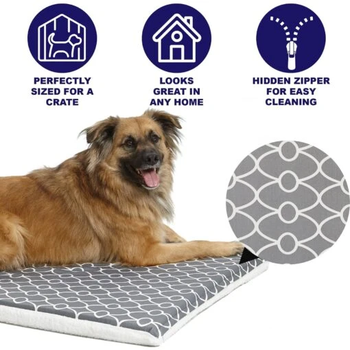 MidWest QuietTime Geo Print & Fleece Reversible Dog Crate Mat -Dog Supplies 212963 PT1. AC SS1800 V1576083856