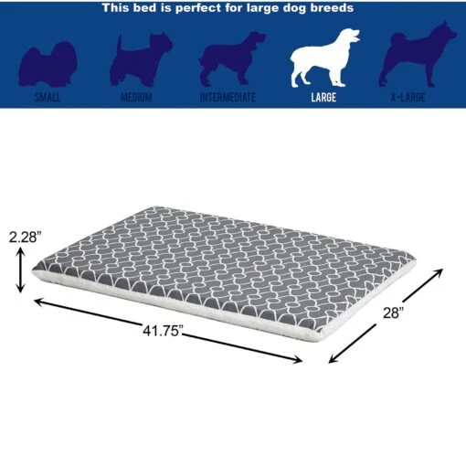 MidWest QuietTime Geo Print & Fleece Reversible Dog Crate Mat -Dog Supplies 212963 PT2. AC SS1800 V1576083857