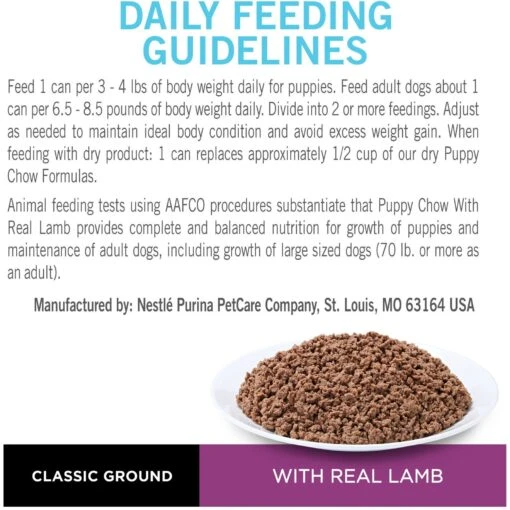 Puppy Chow Classic Ground Lamb Pate Wet Puppy Food, 5.5-oz Can, Case Of 24 -Dog Supplies 215060 PT8. AC SS1800 V1577203097