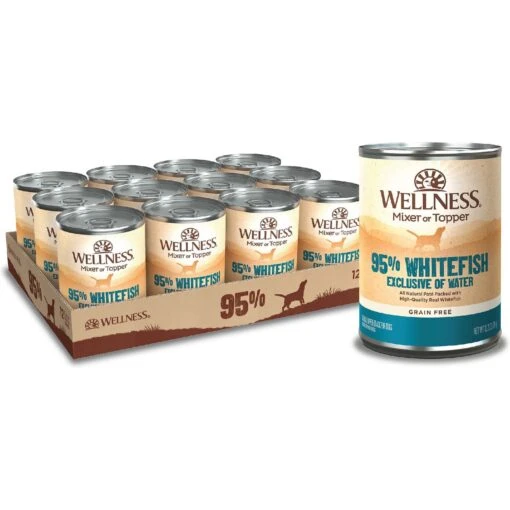 Wellness 95% Whitefish Natural Grain-Free Wet Dog Food Topper, 13.2-oz Can, Case Of 12 -Dog Supplies 222332 MAIN. AC SS1800 V1668105152