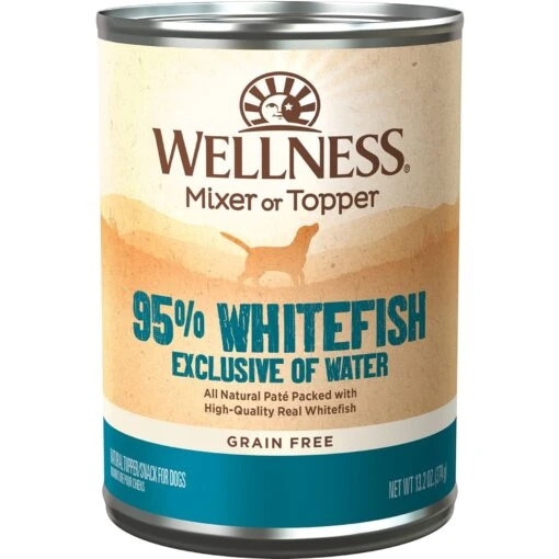 Wellness 95% Whitefish Natural Grain-Free Wet Dog Food Topper, 13.2-oz Can, Case Of 12 -Dog Supplies 222332 PT1. AC SS1800 V1657656280