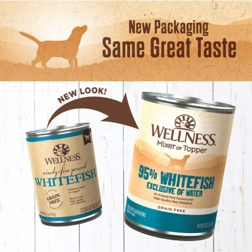 Wellness 95% Whitefish Natural Grain-Free Wet Dog Food Topper, 13.2-oz Can, Case Of 12 -Dog Supplies 222332 PT2. AC SS1800 V1657656280