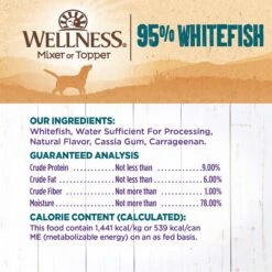 Wellness 95% Whitefish Natural Grain-Free Wet Dog Food Topper, 13.2-oz Can, Case Of 12 -Dog Supplies 222332 PT5. AC SS1800 V1657656280