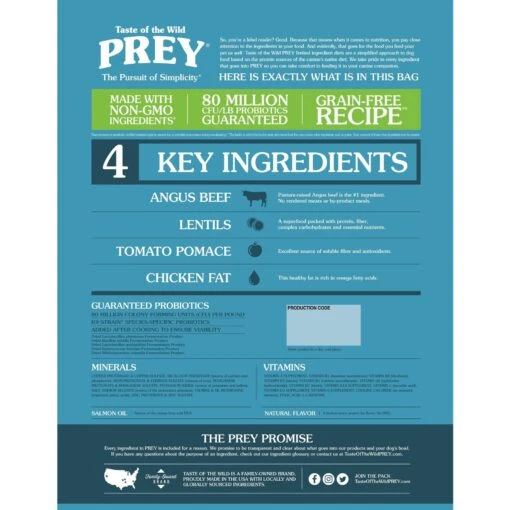 Taste Of The Wild PREY Angus Beef Recipe Limited Ingredient Recipe Dry Dog Food -Dog Supplies 229937 PT1. AC SS1800 V1658228303