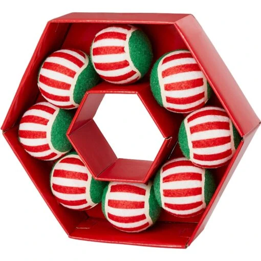 Frisco Holiday Wreath Fetch Squeaky Tennis Ball Dog Toy -Dog Supplies 233189 MAIN. AC SS1800 V1694813158