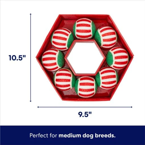 Frisco Holiday Wreath Fetch Squeaky Tennis Ball Dog Toy -Dog Supplies 233189 PT1. AC SS1800 V1695045246